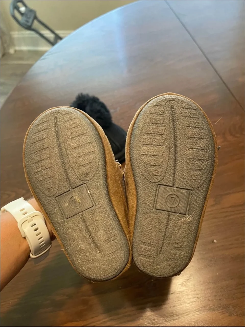 Kids Brown Suede Moccasin Slippers